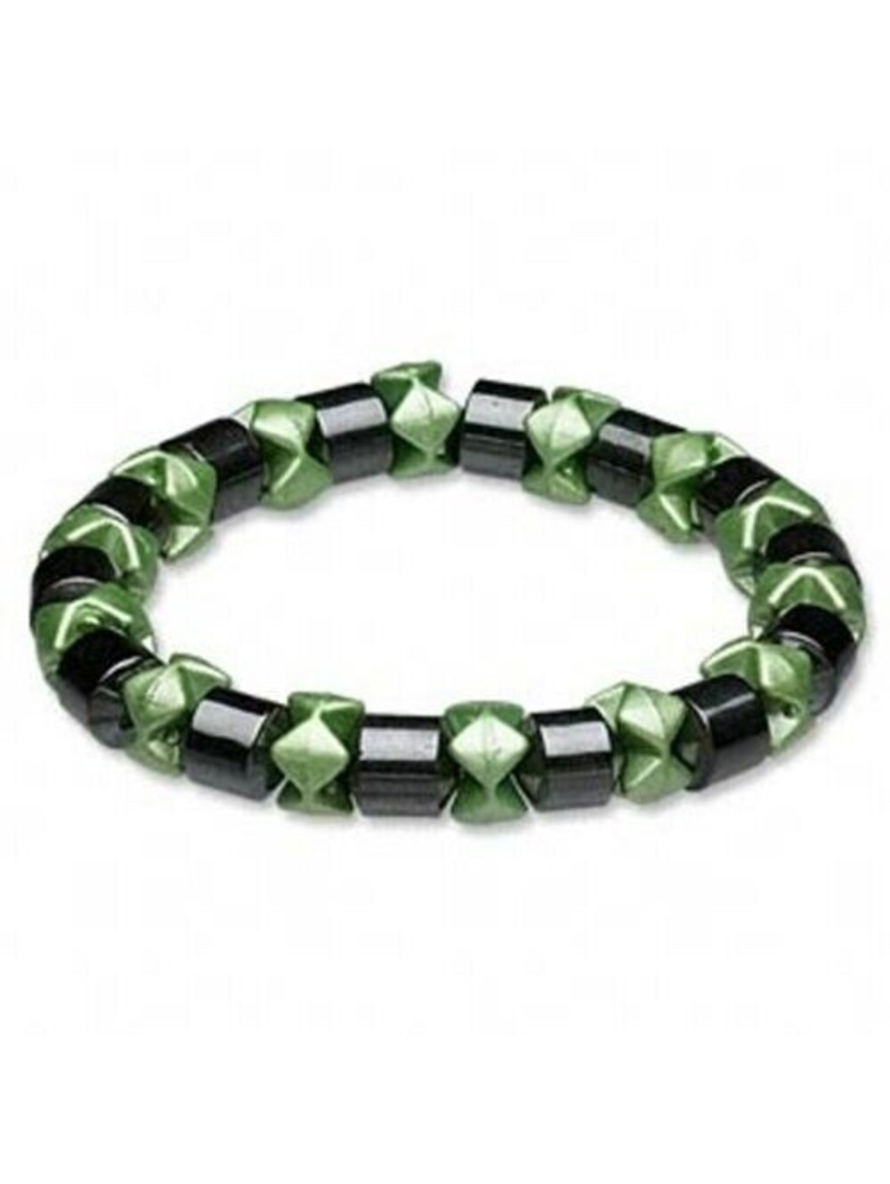 Magnetic Hematite Healing Black Green Stretch Bracelet